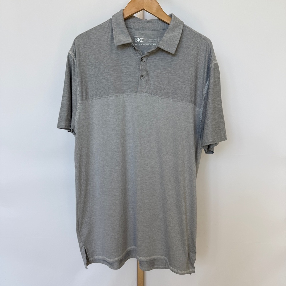 BKE Polo Shirt Mens XL Gray Colorblock Heathered Short Sleeve Golf Stretch - Picture 2 of 11